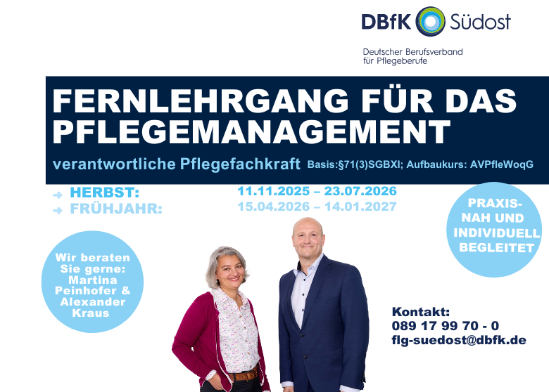 Der neue Fernlehrgang Pflegedienstleitung beginnt am 11.11.2025!